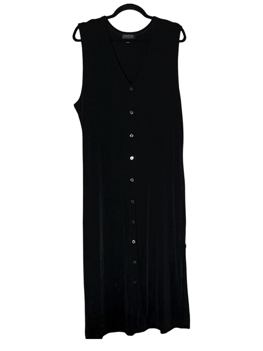 August Max XL Black Slinky Sleeveless Button Front Maxi Dress / Longline Duster